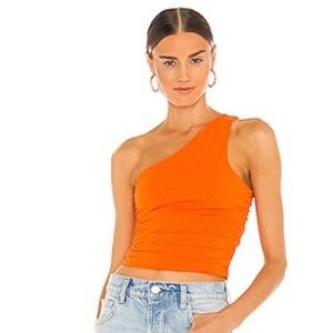 Revolve Anna Ruched Top in Orange